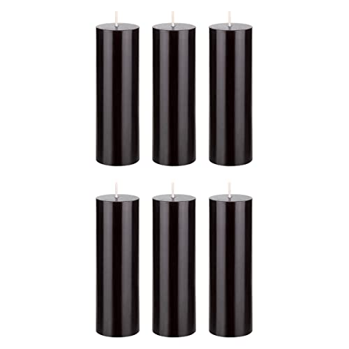 Mega Candles 6 pcs Unscented Solid Black Pillar Candles, Hand Poured Premium Wax Candle 2 Inch x 6 Inch, Home Décor, Spas, Weddings, Occasions, Party, Centerpieces, Holidays, Vigils, Prayers
