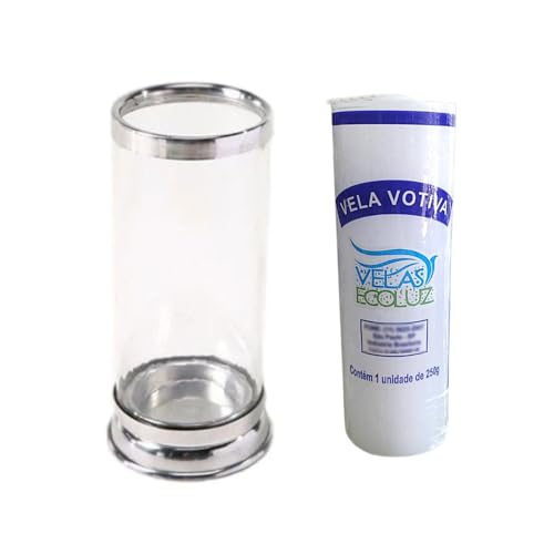 KIT 1 SUPORTE PORTA VELA 7 DIAS COPO PARA VELA DE VIDRO E ALUMÍNIO + 1 VELA 7 DIAS DE 250G PARAFINA