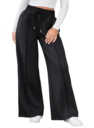 Image of Q - RIOUS Women's Wide Leg Drawstring Relaxed Fit Trouser