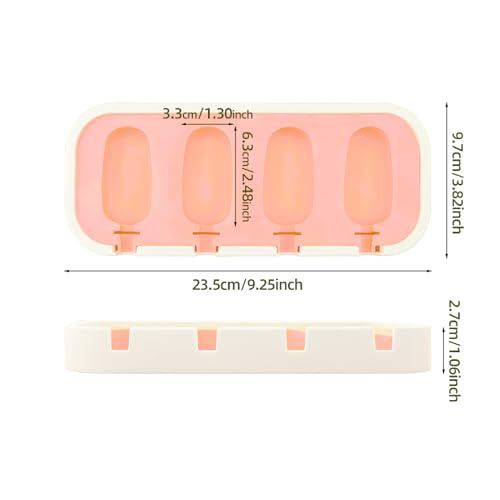 Image of (Set of 2) Stackable Mini Silicone Ice Cream Maker, Ice Cream Mould Set Kulfi Moulds Set Popsicle Mould Silicone, Kulfi Maker for Freezer (Pink)