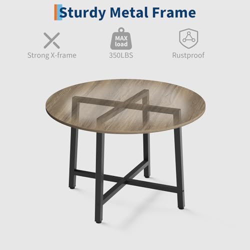 Image of Garvee Small Dining Table Set for 2, 31.5 in Farmhouse Round Kitchen Table with No-Wobble Adjustable Leveling Feet, 2 Upholstered Padded Chairs, 3-Piece Dinette Set for Small Spaces, Natural Wood