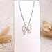 Jean Beau Silver Bow Pendant Necklace for Women, Trendy Bow Chain Cubic Zirconia Necklaces Fashion Jewelry Gift