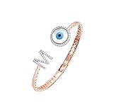 0.80 CARAT Round Shape Diamond Evil Eye & Letter M Bangle Bracelet in 14K Rose & White Gold Two Tone