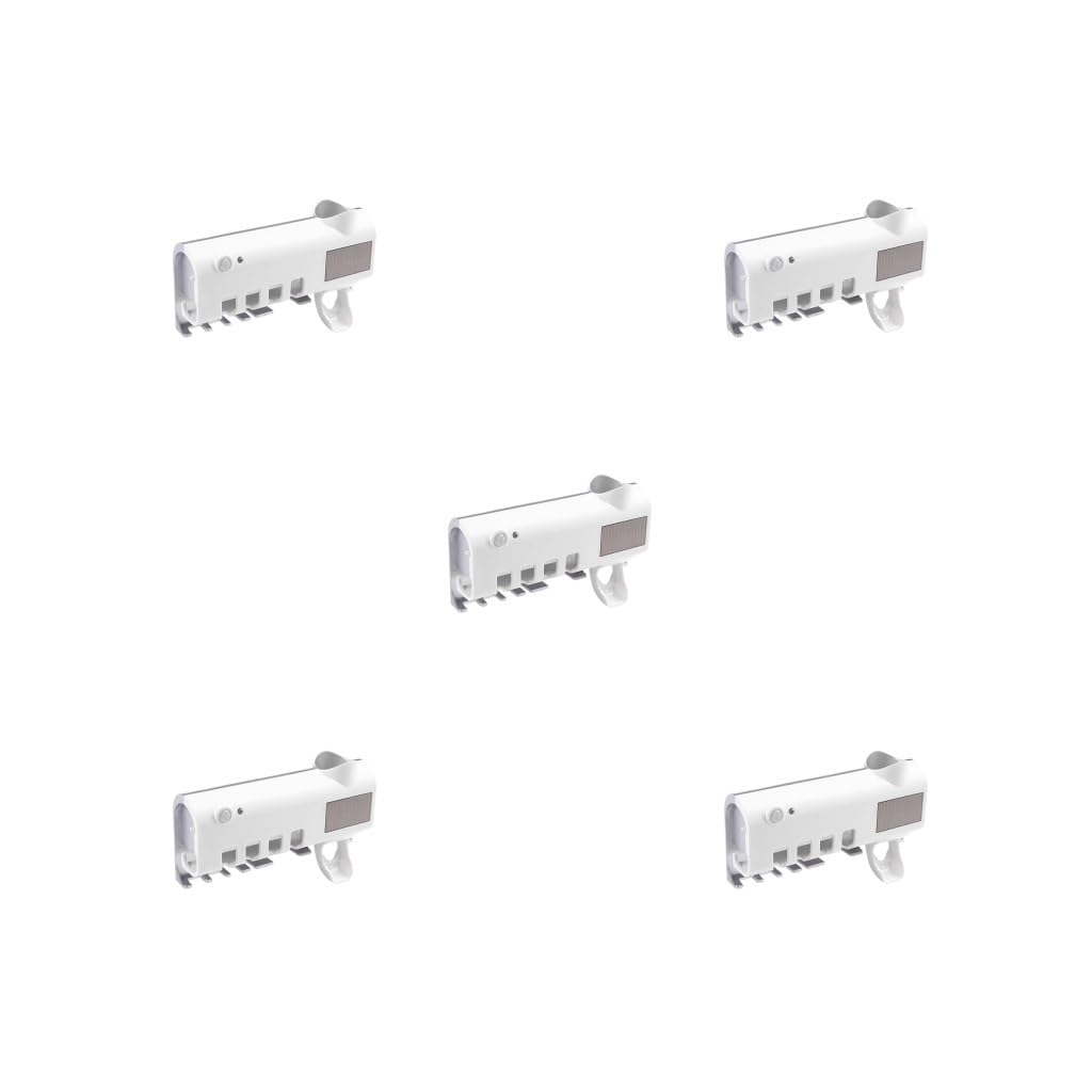 Set di 5 supporti intelligenti per la pulizia dello spazzolino da denti a induzione con supporto per spazzolino da denti senza punzonatura, dispenser di dentifricio, accessorio organizer bianco