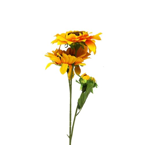 Image of Enhance Your Space with Artificial Leaf Decor Foliage for Stunning Interiors Decorative Items for Home;Office; Room; Living Room; Table; (Without Vase) (Pack of 1, Sunflower 2)