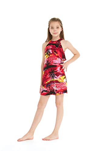 Image of Hawaii Hangover Family Matching Hawaiian Clothes, Sunset Red | Family matching Hawaiian outfits, Sunset Red, lightweight rayon, machine washable, tropical floral print, luaus, cruises