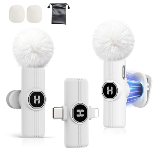 Image of HEHOTTC Mini Wireless Lavalier Microphone for iPhone, iPad, Android Phone - 2in1 Microfono Lapel Bluetooth Mic for Recording, Clip on Omni Lav Mic for Video Recording, Tiktok, YouTube, Vlog