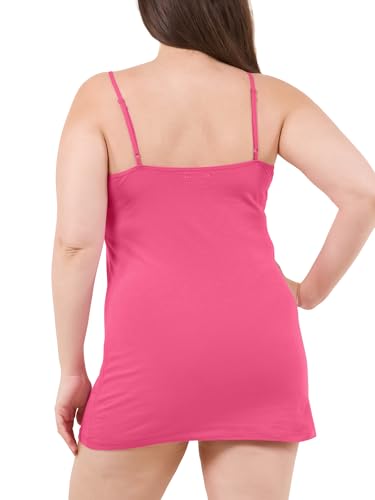 Image of Long Cotton Camisole Spaghetti Strap Tank Top for Women Basic Cami Tops Womens Undershirts Fuchsia 3X-Large