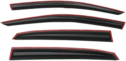 Window Visor Rain Guard Shade Compatible for 17-21 Civic Hatchback, Side Window Vent Deflector, Dark Smoke Tinted, red Mug Sticker, 17 18 19 20 21