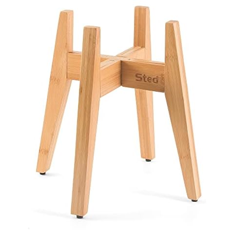 Sted Elevated Dog Bowl for Large Dogs, 100% Bamboo Single Raised Dog Bowl Stand with Adjustable Width 7.5-11 Inches, 13" Tall Dog Food Bowl and Water Bowls Stands Cover