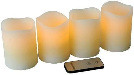 Bougies de l'Avent LED lot de 4 télécommande crème bord ondulé hauteur 10cm