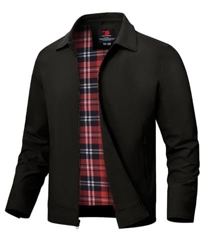 Image of TBMPOY Mens Lightweight Jackets Light Windbreaker Full Zip Casual Work Jacket Golf Business Fall Track Coat with Pockets