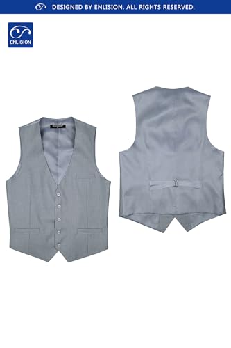 Image of Enlision Men's Suit Vest Business Formal Dress Waistcoat Solid Color Vest for Suit or Tuxedo