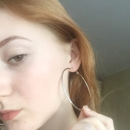 Dainty 80mm Silver Big Large Hoop Earrings For Women Sensitive Ears Fashion Round Circle Huggie Hypoallergenic Hoops Minimalist Hooped Jewelry Gifts Bff Birthday3