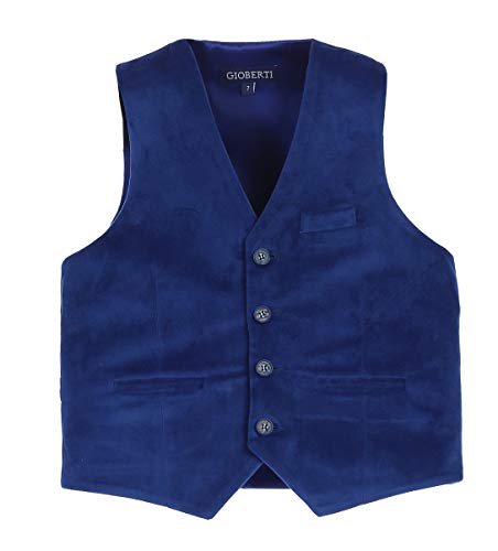 Gioberti Little Boys Velvet Formal Suit Vest, Royal Blue, Size 6