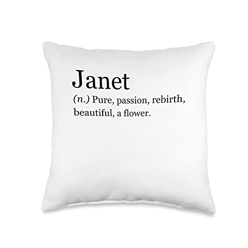 Cute Custom Name Janet Passion Daughter Women Name Janet Meaning Definition Wife Girl Personalized Throw Pillow, 16x16, Multicolor