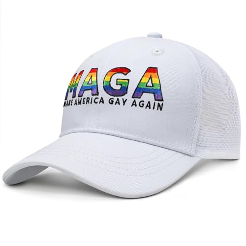 Image of Gay Pride Rainbow Trucker Hat for Men and Women LGBT Embroidered Adjustable Washable LGBTQ Baseball Cap Gifts