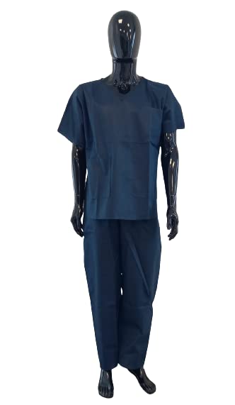 MAZULI. PIJAMA DESECHABLE DE PP 50 GR AZUL (08.01.50A) Set de 2 pcs, caja de 60 unidades Unisex, Conjunto sanitarios Médicos. Casaca y pantalón. (Talla M)