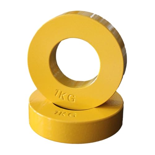 Vaveren 2x Micro Weight Plates Extra Weights Barbell Attachments Compact Additional Plates Change Weight for Powerlifting Gym Workout, Yellow 1kg