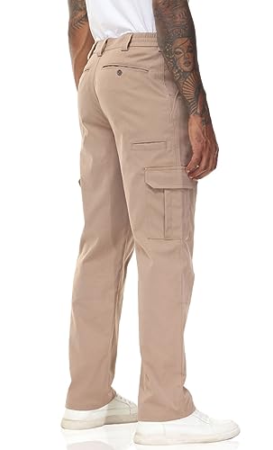 Soojun Men's Elastic Waist Relaxed Fit Stretch Cargo Pant4