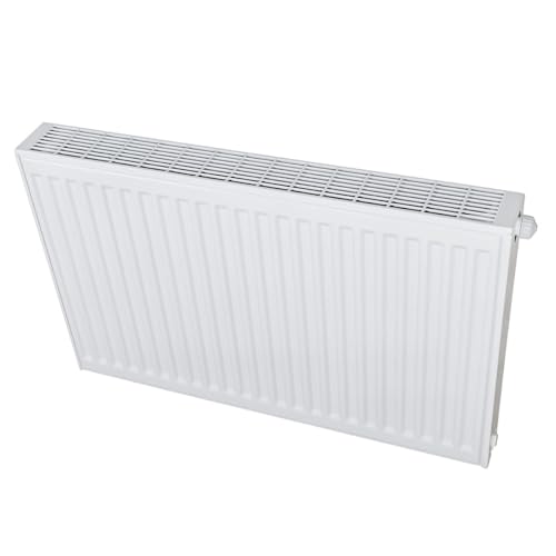 Belrad® Heizkörper Typ 22 | flacher Universalheizkörper mit 8 Anschlüssen | modern, kompakt & energiesparend | Wandmontagefähig | Wohnzimmer, Bad & Gäste-WC | weiß, horizontal | Flachheizkörper
