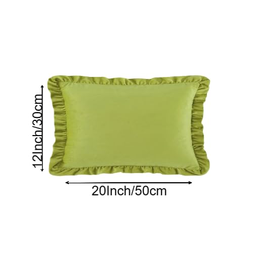 Image of Amazon Brand - Umi Velvet Green 12x20 Pillow Covers, Set of 2 Decorative Ruffle Cushoin Pillow Covers for Sofa Couch