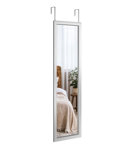 Dripex Over Door Mirror Vertical/Horizontal Wall Mount 110x33cm Silver
