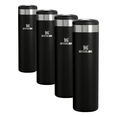 Image of Stanley AeroLight Transit Bottle 20 oz | Locking Drink Through Lid | Leak Resistant Water Bottle or Coffee Travel Mug | Lightweight Insulated Stainless Steel | BPA-Free | Black (Pack of 4)