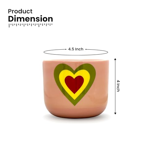 Image of Urban Plant Blush Pink Heart Handcrafted Terracotta Planter | Colourful Indoor Clay Pot for Living Room | Artisan Decorative Flower Pot for Plant Lovers | Drainage Hole | 4.5 Inch
