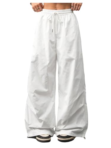 SHENHE Women's Y2k Low Rise Baggy Pants Wide Leg Drawstring Elastic Waist Track Pants Trousers