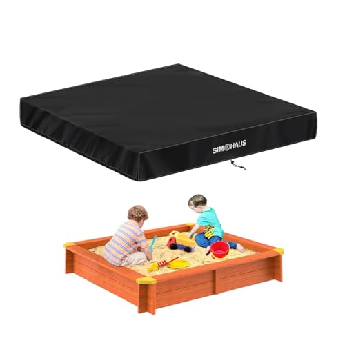 SIMPHAUS Sandkasten Abdeckung 140x140x20cm Atmungsaktiv Abdeckplane Sandkasten Hülle Wasserdicht Sandkastenabdeckung Sandkastenplane Schutzhülle für Sandkasten,Pool,Winddicht,Staubdicht 420D Oxford