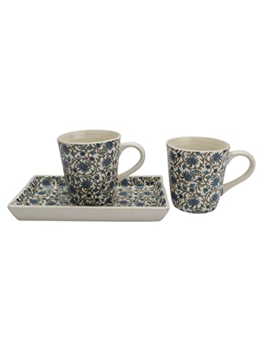 Image of Miah Decor Ceramic Coffee Mugs Set with Serving Platter, Handmade Stoneware