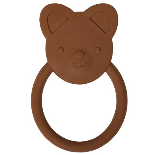 Image of C.R. Gibson 100% Food Grade Silicone Bear Baby Teether for Infants, 2.75 inch x 4.25 inch, Multicolor | 100% food-grade, Easy-grip ring, Raised texture, Lightweight, Supports sensory exploration