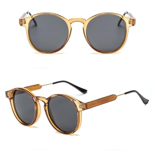 Lunettes de soleil rondes au style rétro chic et branches dorées