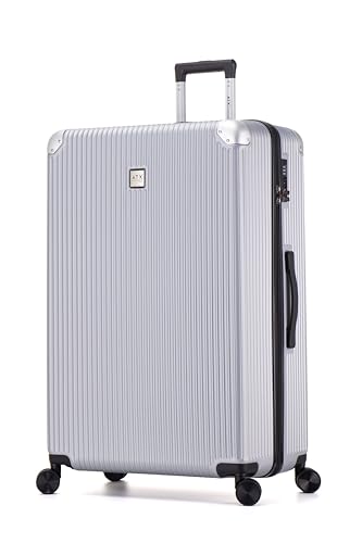 ATX Luggage Extra Large Suitcase Super Lightweight Durable ABS Hard Shell Suitcase with 4 Dual Spinner Wheels and Built-in TSA Lock (Silver, 32-Inch, 132 Liter)
