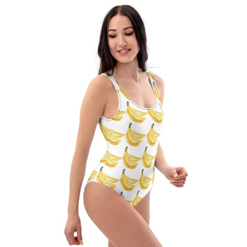 Banana Print One-Piece Swimsuit, Tropical Fruit Swimwear, Fun Summer Look2