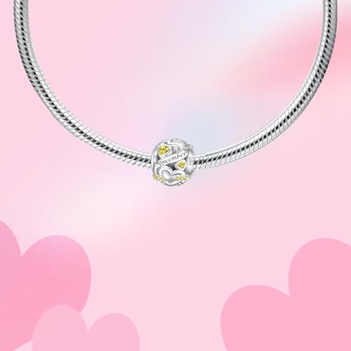 Image of Birthstone Charm 925 Sterling Silver Charms fits Bracelets and Necklace Pendant Bead Happy Birthday Charms Jewelry Present for Women Family Friends