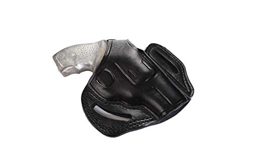 Pusat Holster Revolver 38 Special 2 inch 5 Shot Leather OWB Holster for Taurus Model 85 Draw Right Hand Colors Black-Brown (Black)