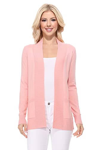 Image of YEMAK Women's Long Sleeve Open Front Knit Sweater Cardigan Shrug with Pocket (S-XL)