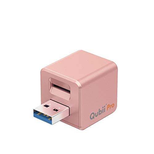 Qubii Pro Photo Storage Device for iPhone & iPad, Auto Backup Photos & Videos, Photo Stick for iPhone, Digital Photos Organizerã€microSD Card Not Includedã€‘- Rose Gold