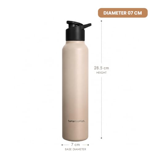 Image of HomeEssentials Premium Stainless Steel Water Bottle - Single-Wall 1000ml | Single-Wall Insulated Leakproof Stainless Steel Lid | Unbreakable, BPA-Free, Fridge Bottles for Home, Office, School, Travel