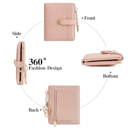 Image of Small Wallet Women Slim Bifold RFID Blocking PU Leather Card Holder Wallets with Change Pocket ID Window