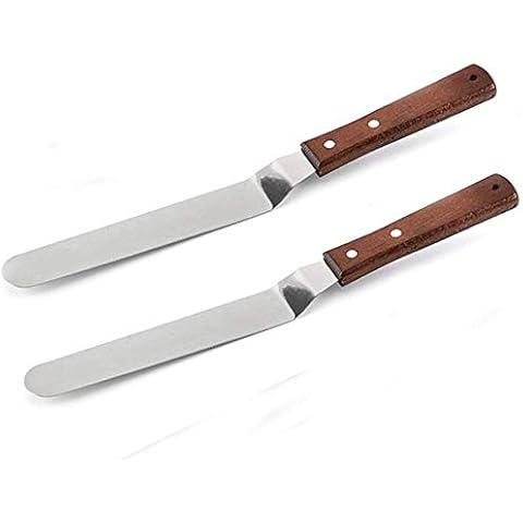 Angled Icing Spatula ,Wooden Handle Professional Stainless Steel Cake Spatula by Fun Young(6inch-2pack) Cover