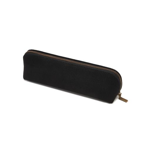 Image of Canvas Pencil Case Cotton Canvas and Simple Multifunctional Pencil Bag Zipper Portable Storage (Black)