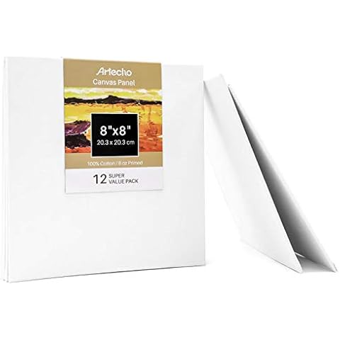 Artecho Malkarton leinwand zum bemalen, 20x20 cm-12 Stück leinwand set, leinwände für acrylfarben, Ölfarben, besteht aus 100% Baumwolle Cover