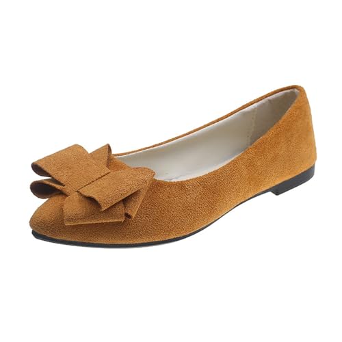 Ballerina Damen Flache Schuhe Pumps Elegant Und Bequem Damenpumps Outdoor Sommerschuhe Weich Faux Wildleder Flach Spitze Pump Weiches Loafer Mittelfußstütze strapazierfähige Laufsohle flexibel