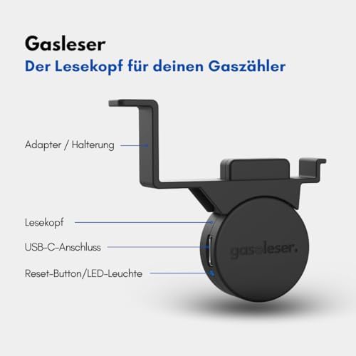  Smarter WLAN Gaslesekopf für Zähler Gaszähler | Zählerstand & Gasverbrauch live in App | Plug and Play Installation
| S