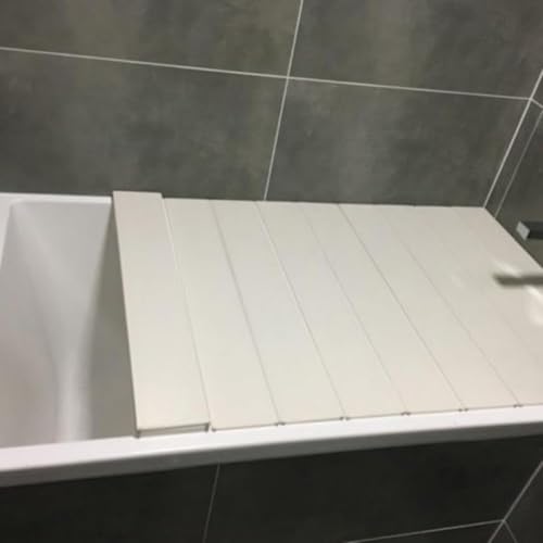 WhiteForest お風呂 蓋 カバー 浴室 抗菌 風呂ふた バスタブふた 折りたたみ ふろふた おしゃれ ホワイト 浴槽ふた 保温 防カビ 防塵 置物 (長さ130 cm,奥行75 cm)