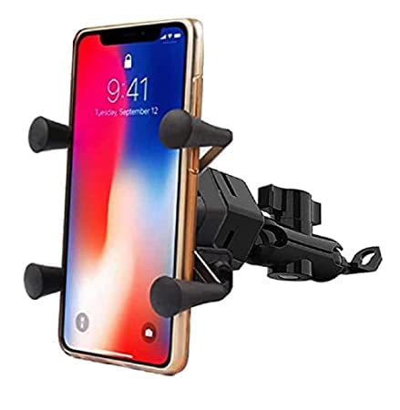 Ilsha® Universal Bike Mobile Holder Waterproof Heavy Duty 360 Degree Adjustable X-Grip Spider Cell Phone Cradle Stand (Black)