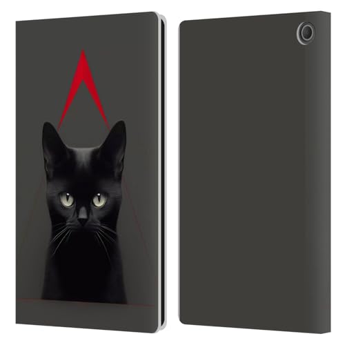 Étui portefeuille cuir Fire Max 11 contre les rayures d'écran motif Chat Noir